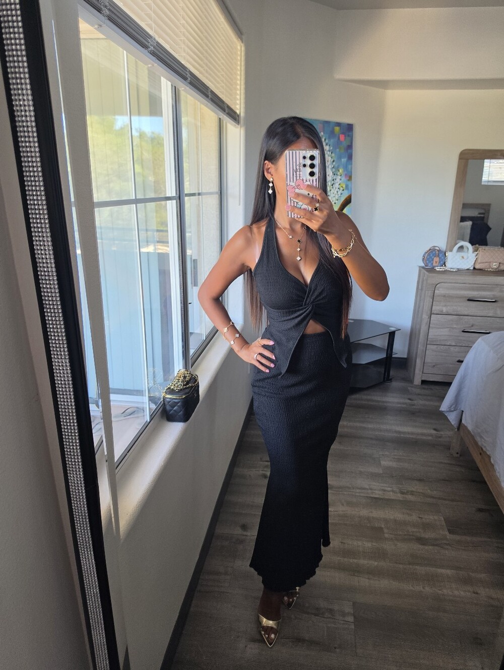 Chic Black Halter Cutout Maxi Dress - Picture 6 of 16